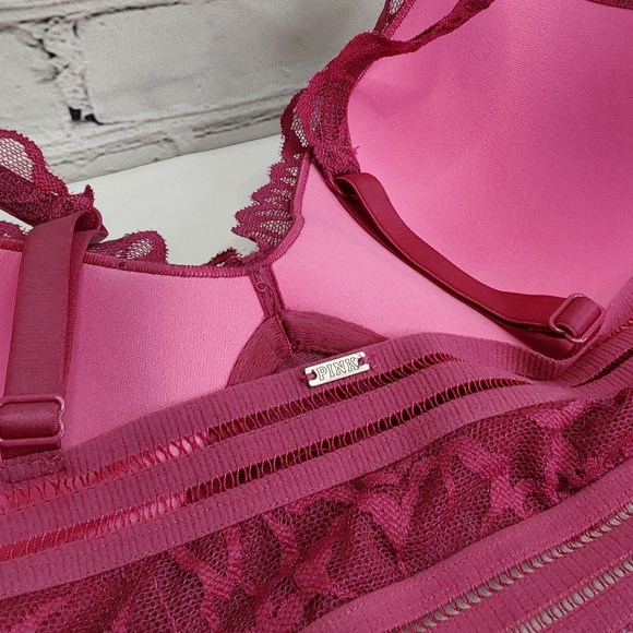 VICTORIA'S SECRET 'PINK' LACE PLUNGE FRONT FOAM CUP FULL~COVERAGE BRA/ BRALETT - Picture 5 of 16